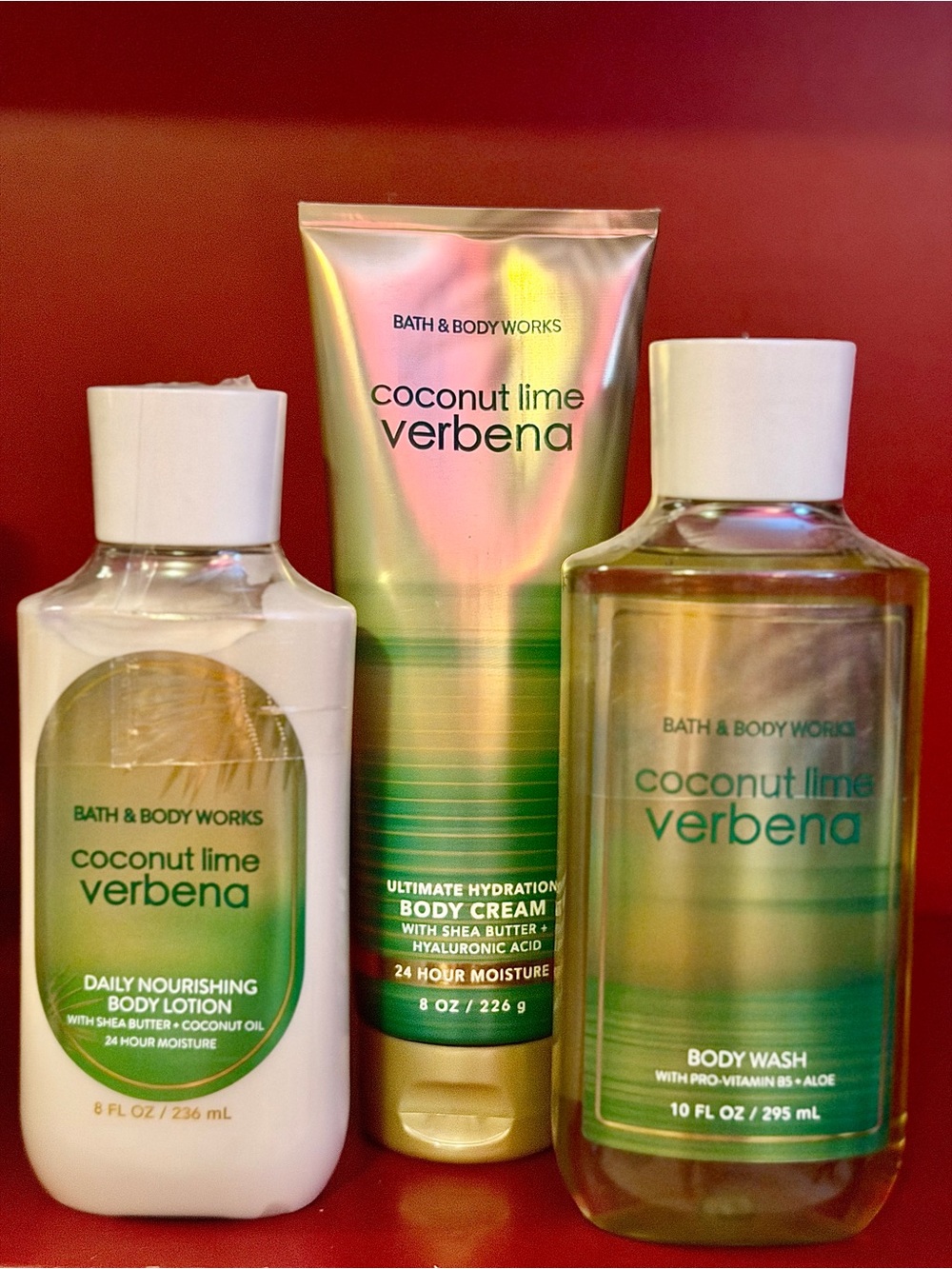 Bath & Body Works Coconut Lime Verbena Body Care Trio - Green